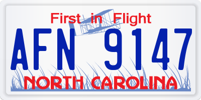 NC license plate AFN9147