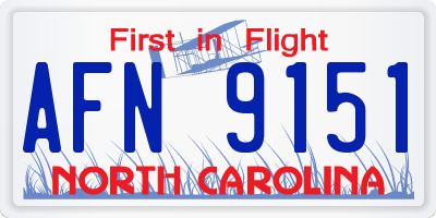 NC license plate AFN9151