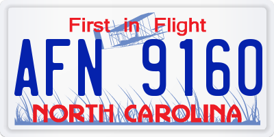 NC license plate AFN9160