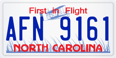 NC license plate AFN9161