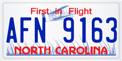 NC license plate AFN9163