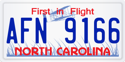 NC license plate AFN9166