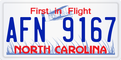 NC license plate AFN9167