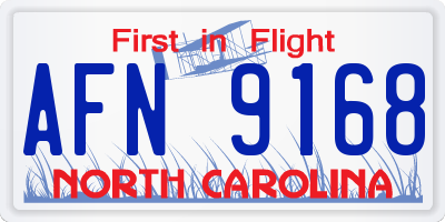 NC license plate AFN9168
