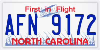 NC license plate AFN9172