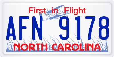 NC license plate AFN9178