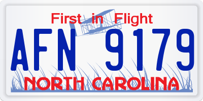 NC license plate AFN9179