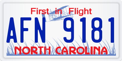 NC license plate AFN9181