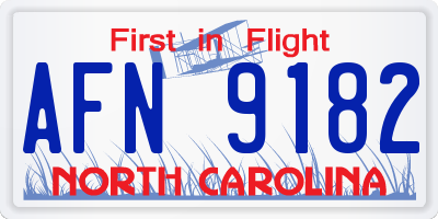 NC license plate AFN9182