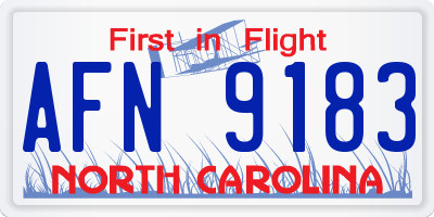 NC license plate AFN9183