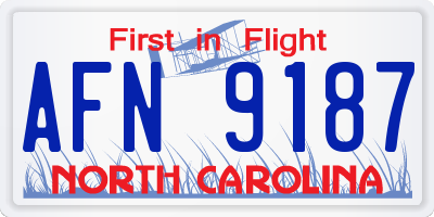 NC license plate AFN9187