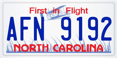 NC license plate AFN9192