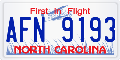 NC license plate AFN9193