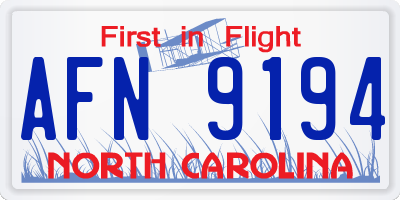 NC license plate AFN9194