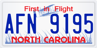 NC license plate AFN9195