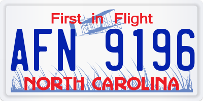 NC license plate AFN9196