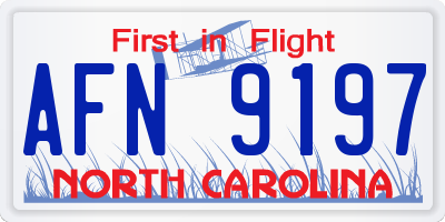 NC license plate AFN9197