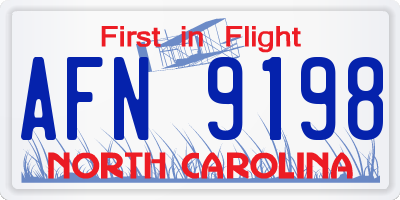 NC license plate AFN9198