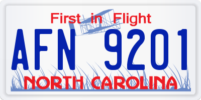 NC license plate AFN9201