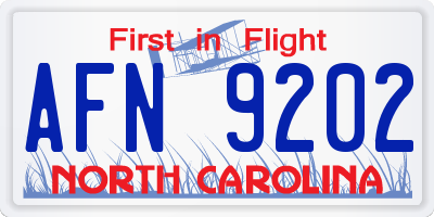 NC license plate AFN9202