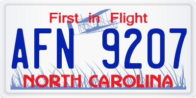 NC license plate AFN9207