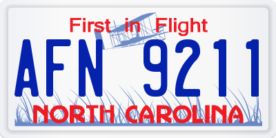 NC license plate AFN9211