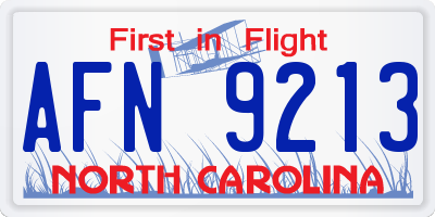 NC license plate AFN9213
