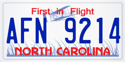 NC license plate AFN9214