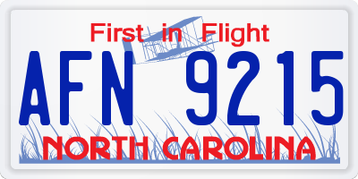 NC license plate AFN9215