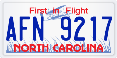NC license plate AFN9217