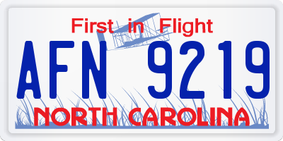 NC license plate AFN9219