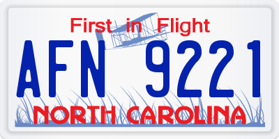NC license plate AFN9221