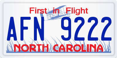NC license plate AFN9222