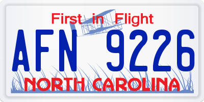 NC license plate AFN9226