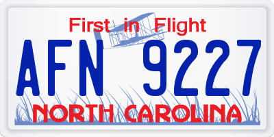 NC license plate AFN9227