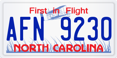 NC license plate AFN9230
