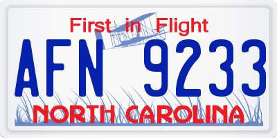 NC license plate AFN9233