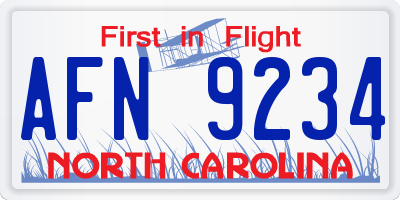 NC license plate AFN9234