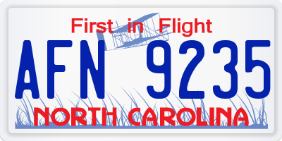 NC license plate AFN9235