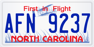 NC license plate AFN9237