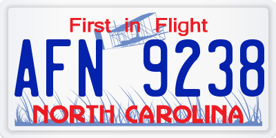 NC license plate AFN9238