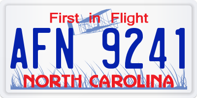 NC license plate AFN9241