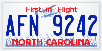 NC license plate AFN9242