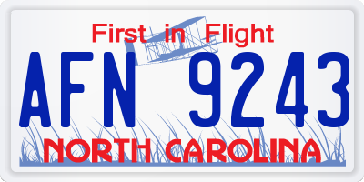 NC license plate AFN9243