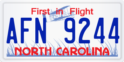 NC license plate AFN9244