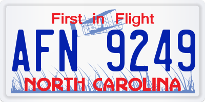 NC license plate AFN9249