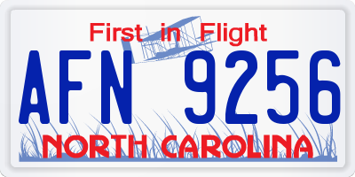 NC license plate AFN9256