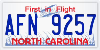 NC license plate AFN9257