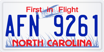NC license plate AFN9261