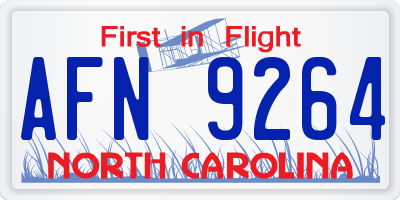 NC license plate AFN9264